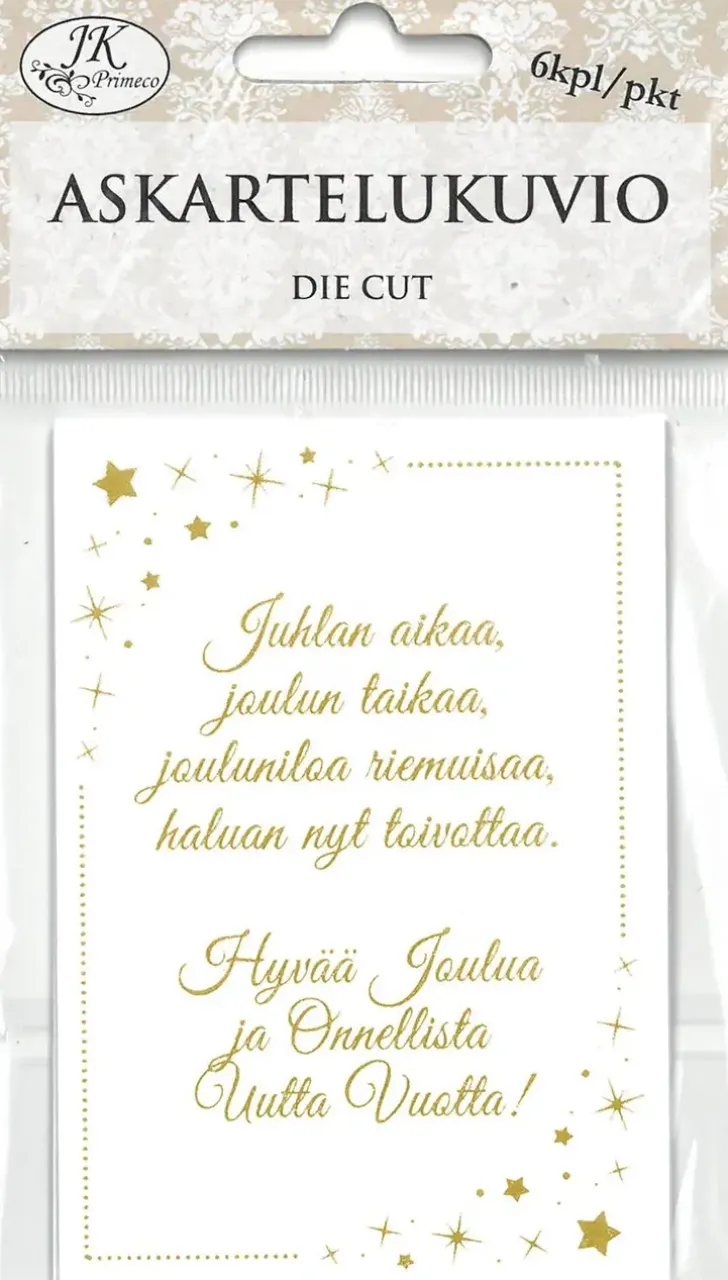 Askartelukuvio Jouluteksti Kultafolio 6Kpl/Pkt