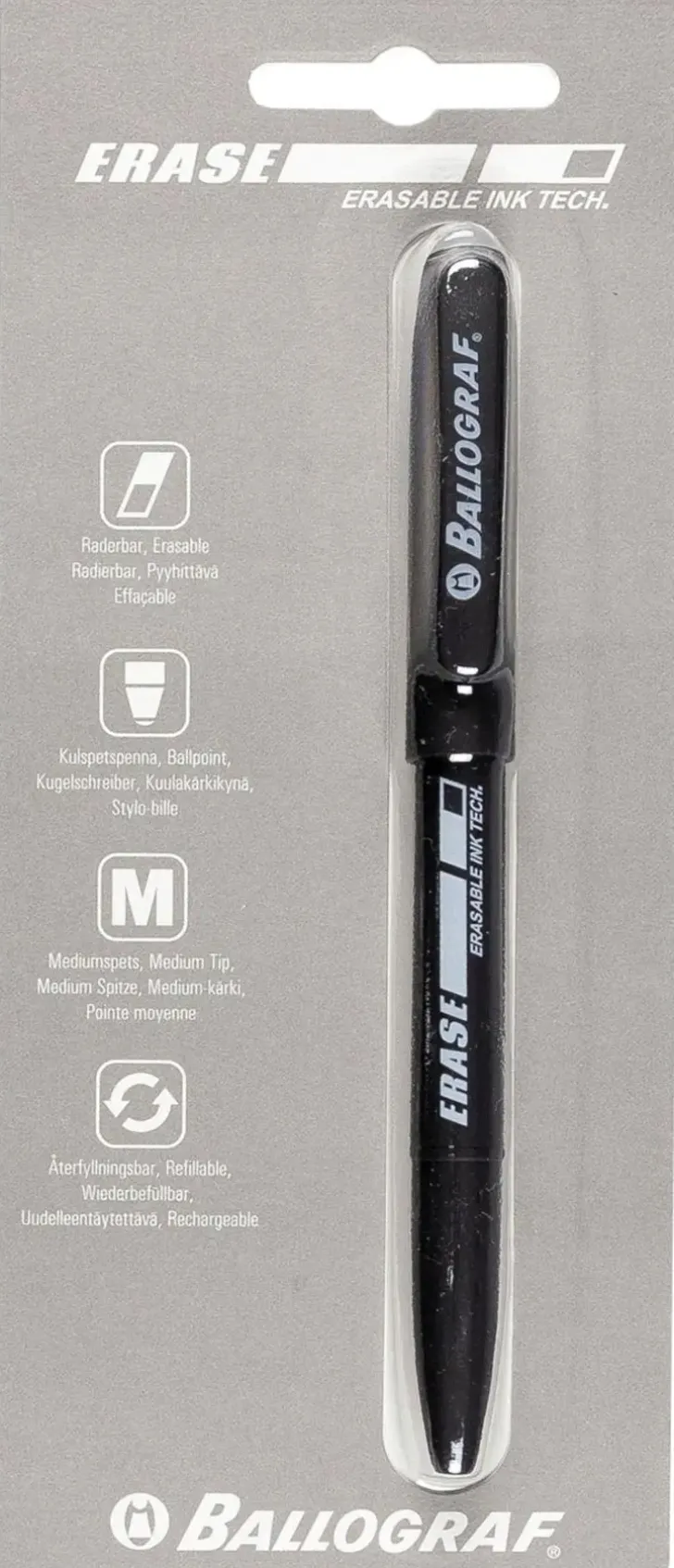 Ballograf Erase 1Kpl Musta Pyyhittava Geelikyna