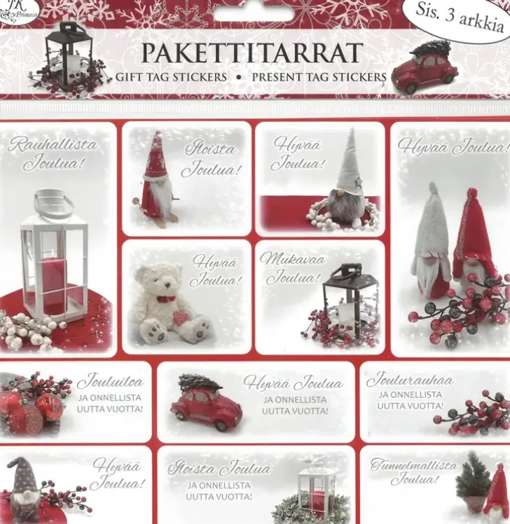 Pakettitarra Deco Punainen 3Ark/Pkt